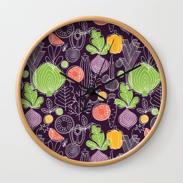 Vegetable Pattern Scandinavian Design Wall Clock