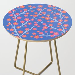 Blooming - coral on periwinkle 1 Side Table