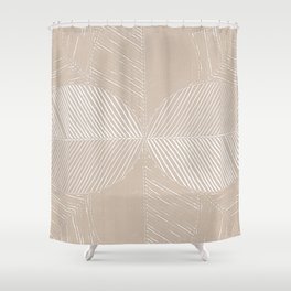 Cream Tropical Leaf Minimalist Shower Curtain