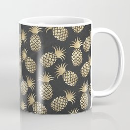 Modern chalk black elegant faux gold pineapple pattern Coffee Mug