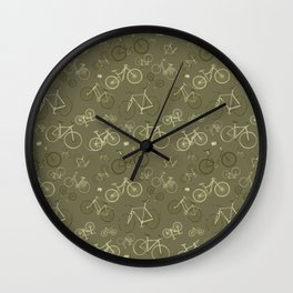 I love bikes in army green Wall Clock