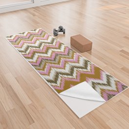 8-Bit Ikat Pattern – Ochre & Pink Yoga Towel