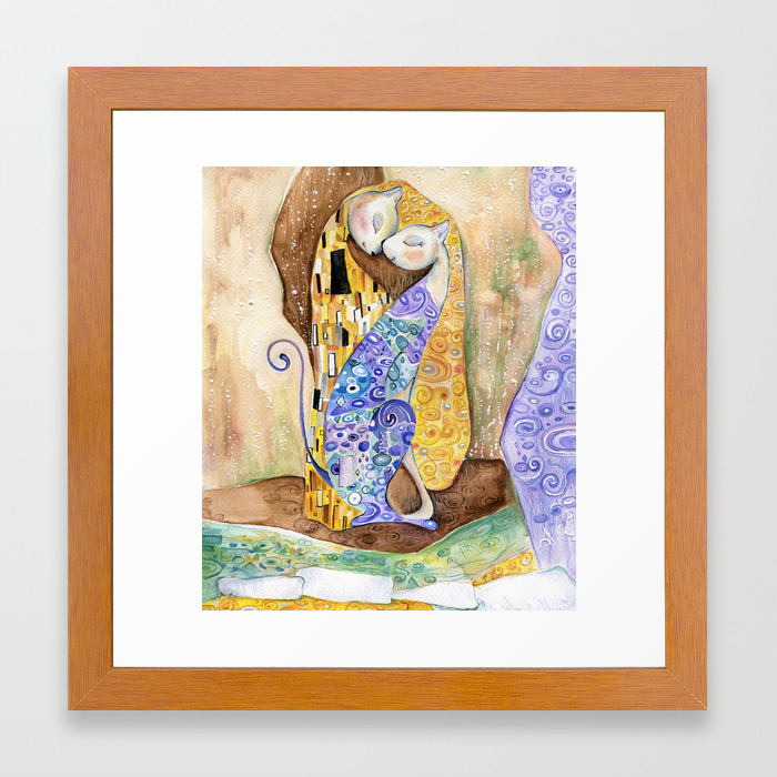 Cat Inspired By Gustav Klimt Framed Art Print By Veselkavelinova