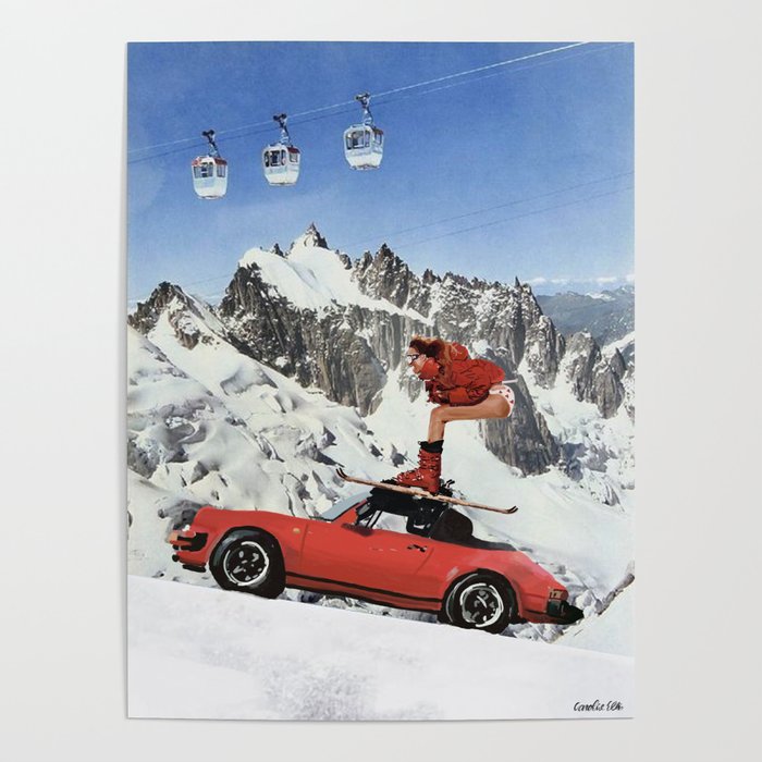 Red Ski Lift  Poster