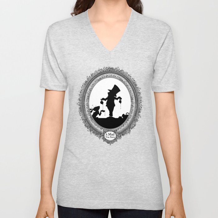Alice's Adventures in Wonderland - Mad Tea Party Silhouette V Neck T Shirt