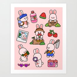 Bunny Summer Adventure Art Print