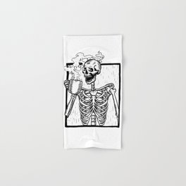 Skeleton Drinking a Cup of Coffee Hand & Bath Towel