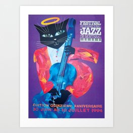 1994 Montreal Jazz Festival Cool Cat Poster No. 1 Gig Advertisement Art Print