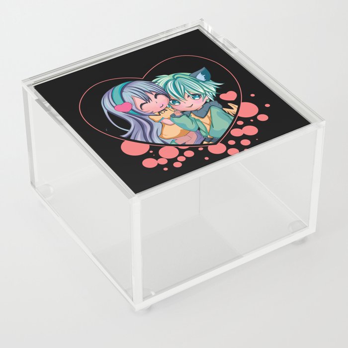 Kawaii Cute Anime Otaku Hearts Day Valentines Day Acrylic Box