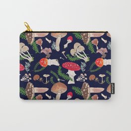 Wild Mushrooms - Blue Carry-All Pouch