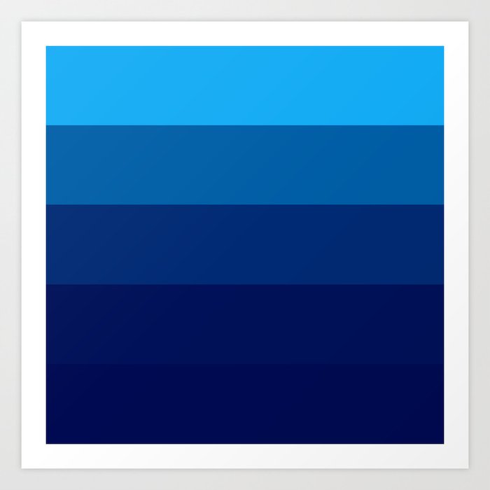 Blue Ombre Stripes Art Print