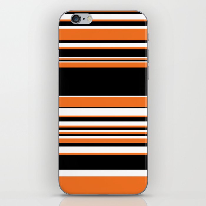 Complex Stripes - Orange, Black and White iPhone Skin