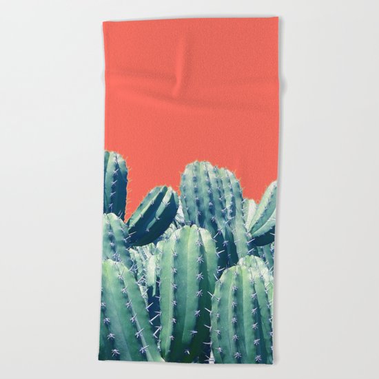 Cactus on Coral #society6 #decor #buyart Beach Towel