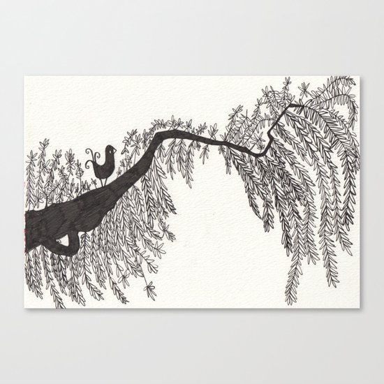 the songbird and a tree Canvas Print