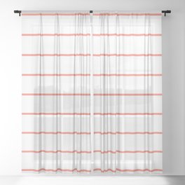 LINES (SALMON & WHITE) Sheer Curtain
