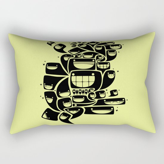 Happy Squiggles - 1-Bit Oddity - Black Version Rectangular Pillow