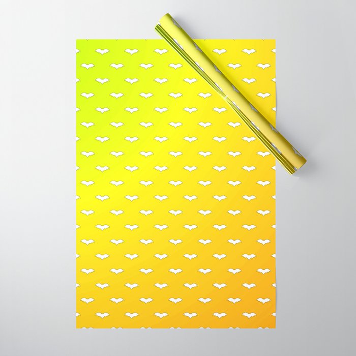 White Tiny Bats Yellow Wrapping Paper