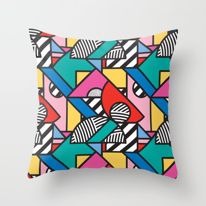 Colorful Memphis Modern Geometric Shapes - Tribal Kente African Aztec Throw Pillow