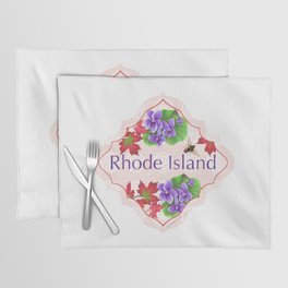 Rhode Island Sticker | Vinyl Artist Designed Illustration Featuring the Rhode Island State Flower Tree Insect | RI State Sticker Violet Red Maple Placemat