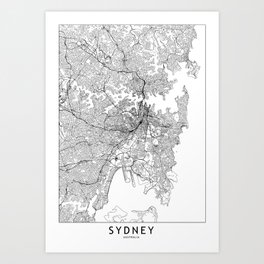Sydney White Map Art Print