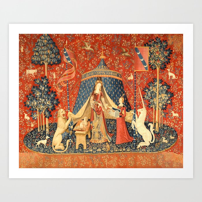 Lady and The Unicorn Medieval Tapestry Art Print by