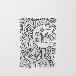 Black and White Graffiti Cool Funny Creatures Wall Hanging