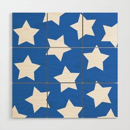 Cheerful Blue Star Print Wood Wall Art