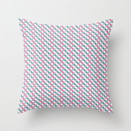 Pink and blue geometric flower pattern Throw Pillow