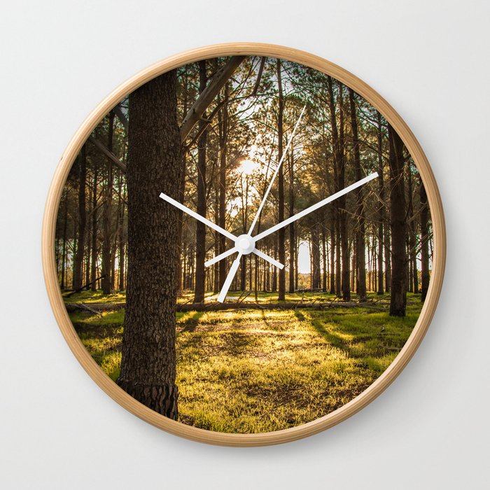 Sunset in the Pines Wall Clock
