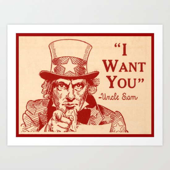 Vintage Uncle Same in Red Art Print