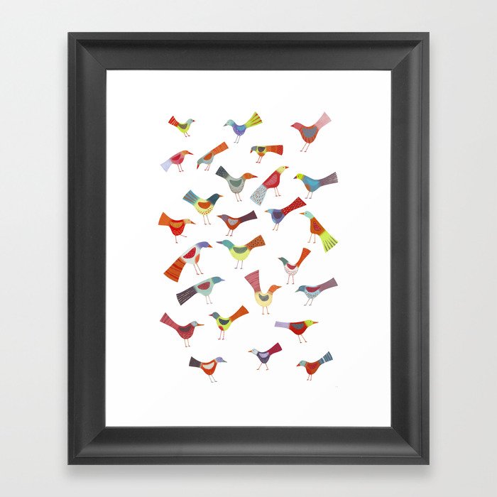 Birds doing bird things Framed Art Print