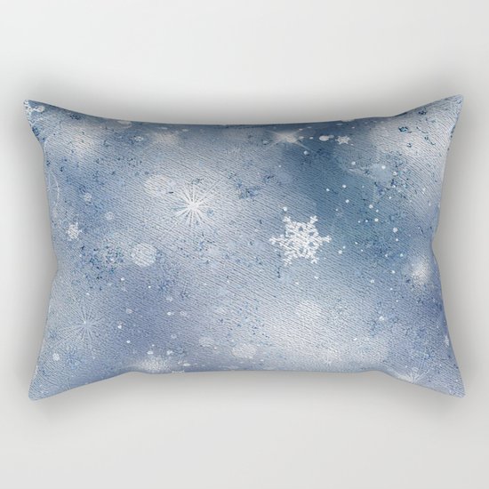 Silver blue snowflakes Rectangular Pillow