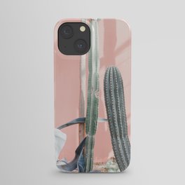 Travel photography print "pink wall and cactus"  botanical photo iPhone Case