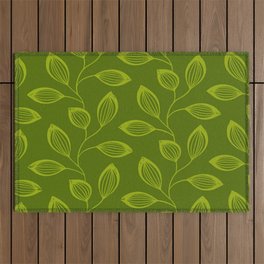 Climbing Leaves In Olive Green on Moss Outdoor Rug