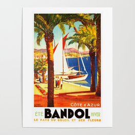 Vintage Bandol France Travel Poster Poster