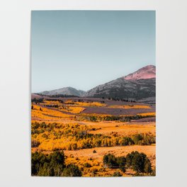 autumn landscape with mountain view and blue sky in California USA Poster