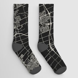 Oshawa, Canada CITY MAP - black and white Socks