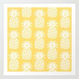 Retro Mid Century Modern Pineapple Pattern 732 Yellow Art Print