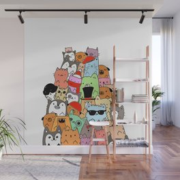 Cute Cats and Dogs Doodle Wall Mural