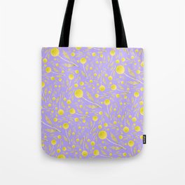 Yellow wildflowers on purple Tote Bag