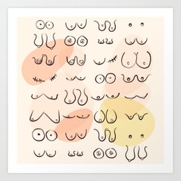 Modern Abstract All Boobies are Beautiful Art Print
