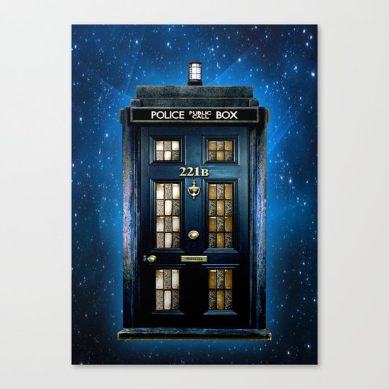Tardis doctor who Mashup with sherlock holmes 221b door Canvas Print