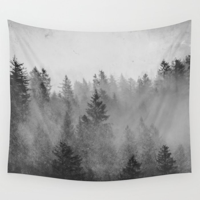 Black and White Forest Abstract Wall Tapestry
