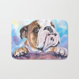 English Bulldog Watercolor | Pillow Cover | Dogs | Home Decor | Custom Dog Pillow | Dog Mom |Bulldog Bath Mat