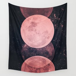 Pink Moon Phases Wall Tapestry