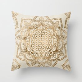 Flower of Life in Lotus - pastel golds and canvas Throw Pillow