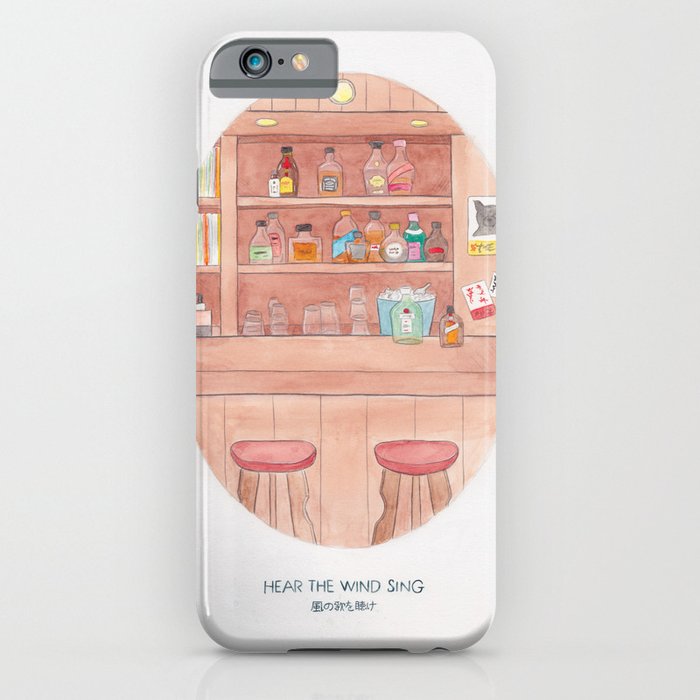 Haruki Murakami's Hear the Wind Sing // Illustration of a Japanese Bar in Watercolour and Pencil iPhone Case