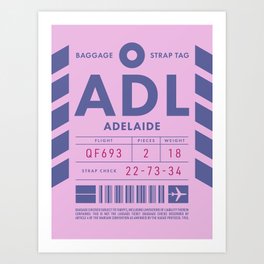 Luggage Tag D - ADL Adelaide Australia Art Print