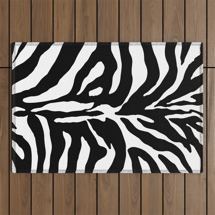 Black and white Zebra Stripes Design Outdoor Rug