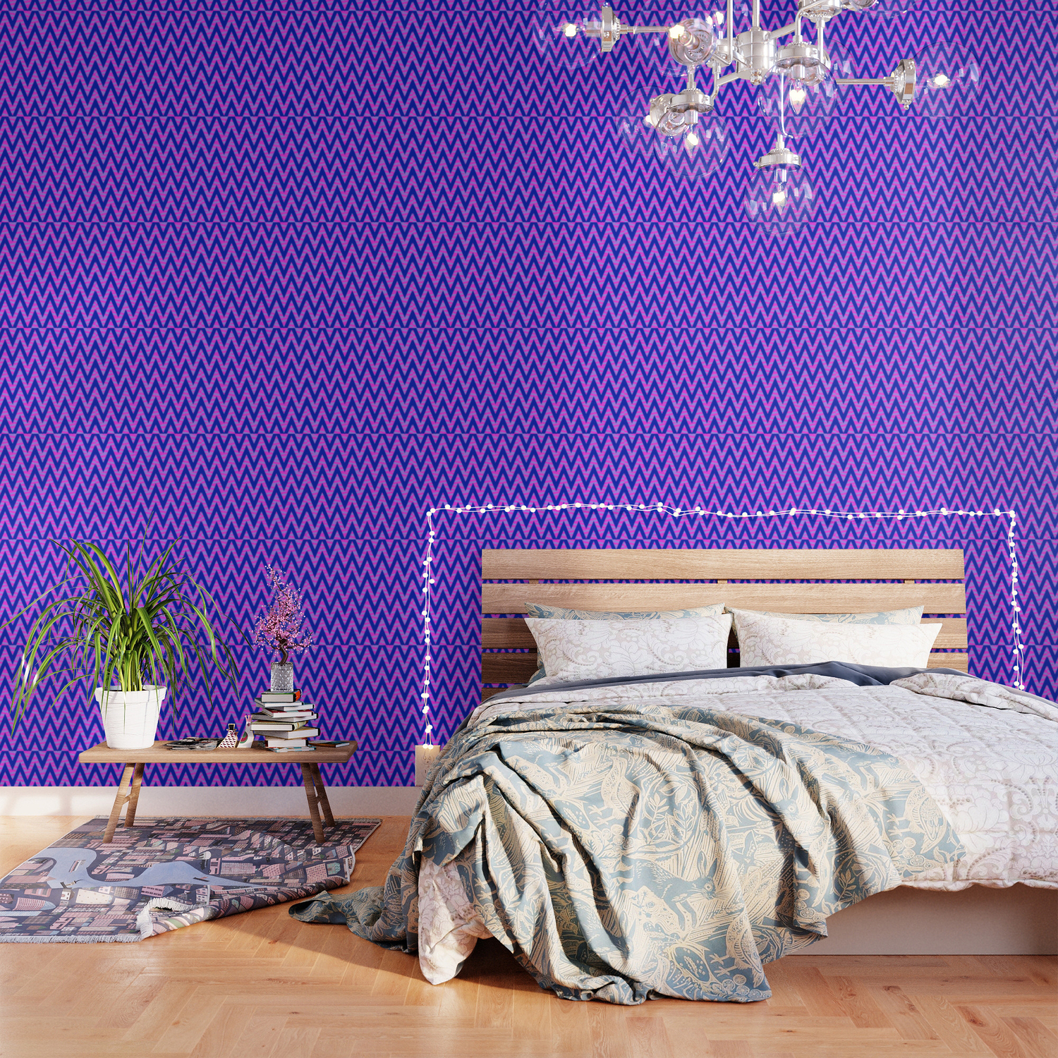 Blue Pink Chevron Wallpaper By Vitta Society6